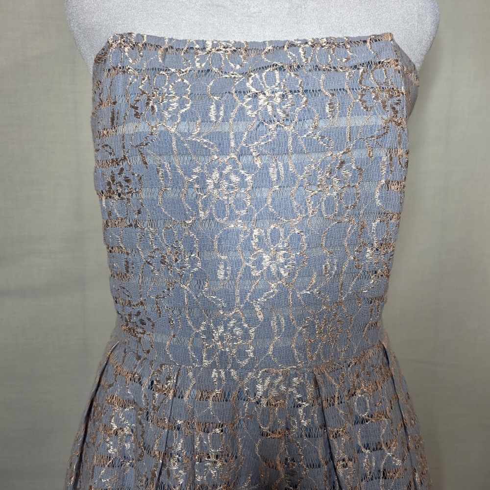 June & Ivy Womens Blue And Gold Sleeveless Knee Length Dress Size Large - Picture 3 of 10